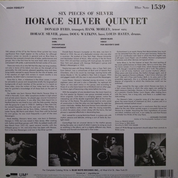 HORACE SILVER QUINTET – 6 PIECES OF SILVER ARKA