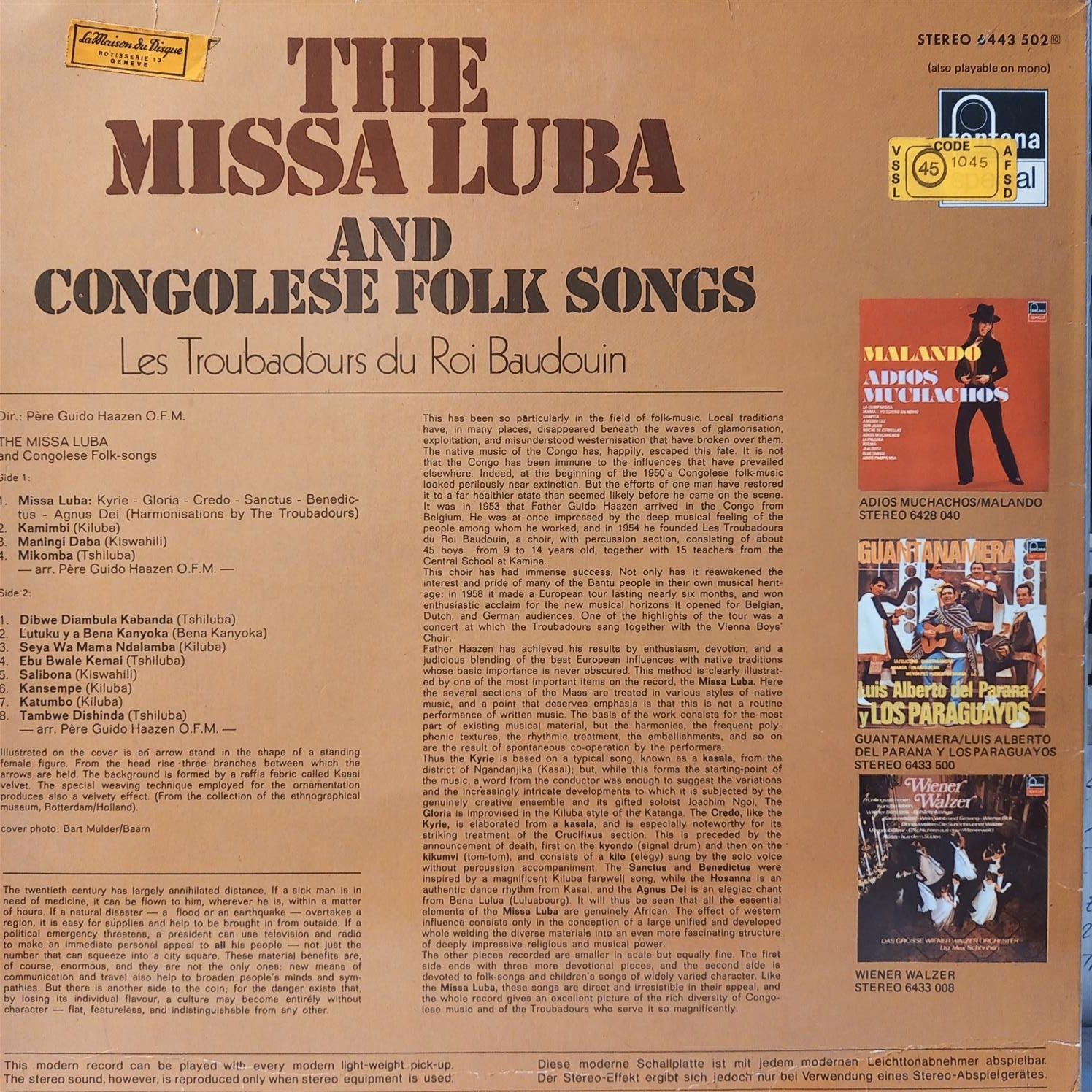 LES TROUBADOURS DU ROI BAUDOUIN – THE MISSA LUBA ARKA