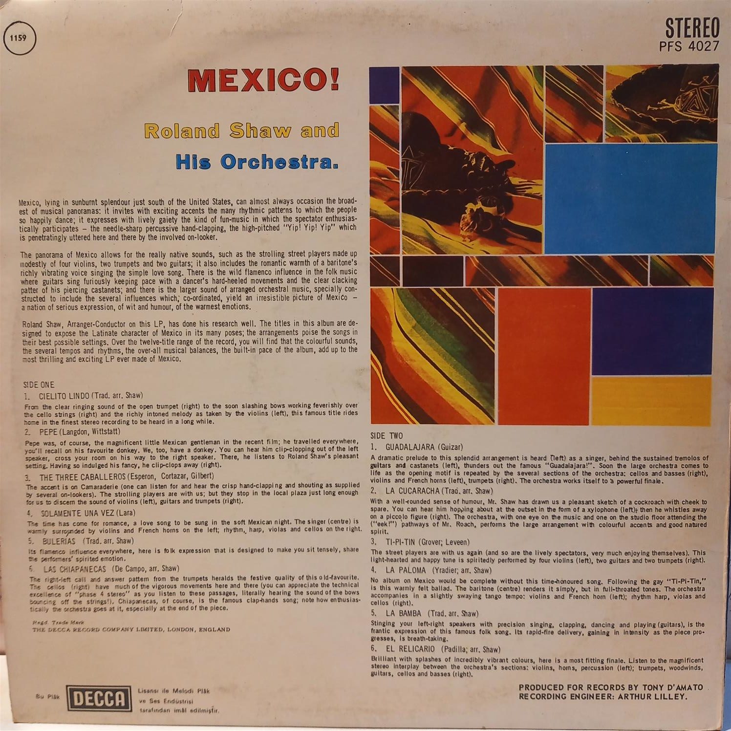 ROLAND SHAW AND HIS ORCHESTRA – MEXICO! ARKA