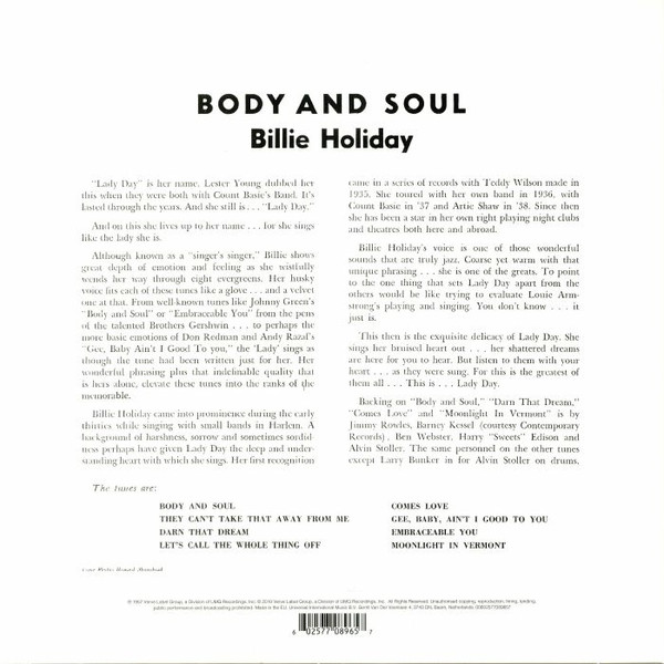 BILLIE HOLIDAY – BODY AND SOUL ARKA