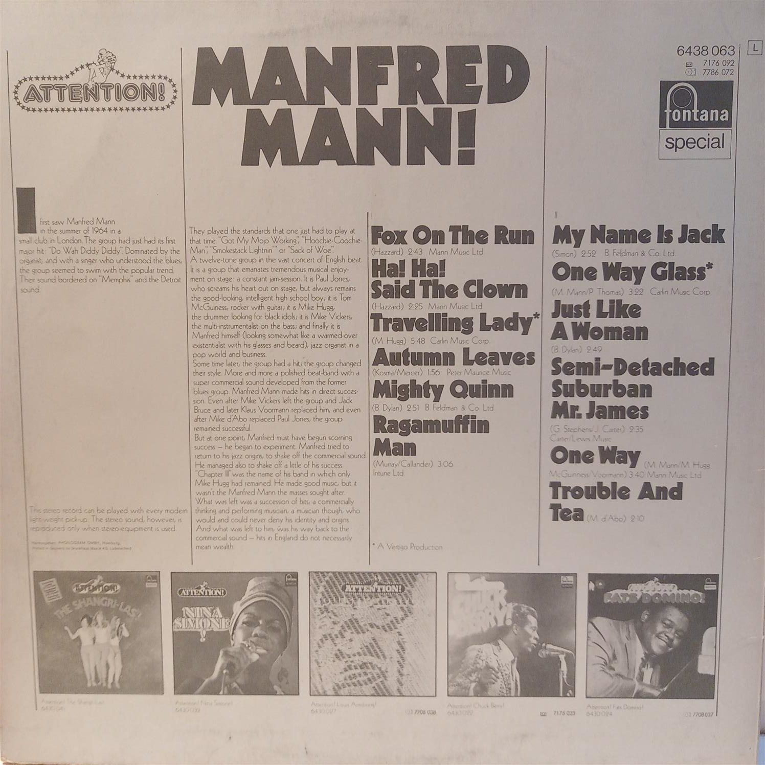 MANFRED MANN – ATTENTION! ARKA